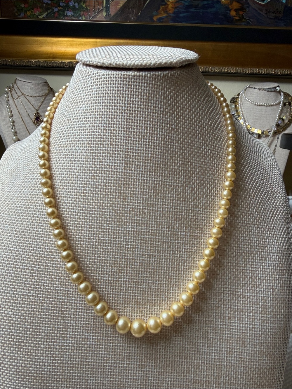 Vintage Golden Pearl Strand Necklace